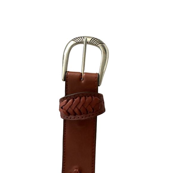 Vintage Genuine Leather Woven Concho Belt | Brown Western Boho main image 4